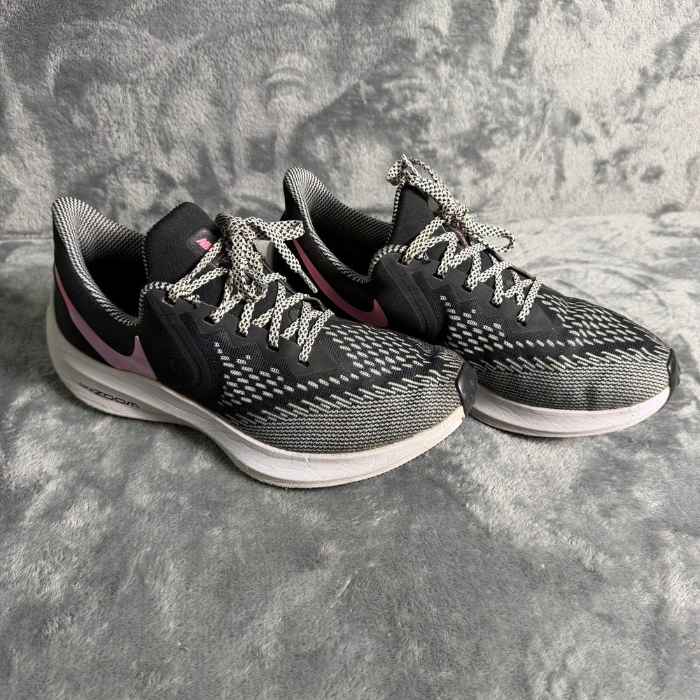 Nike Zoom Winflo 6 Womens Size 9 Running Shoes Black Pink White CN2153-001